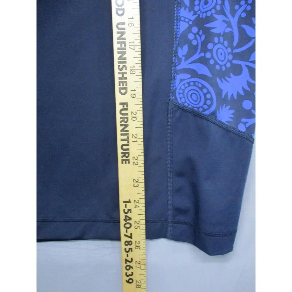 Lands' End Navy Floral Raglan Rash Guard Unisex Short Sleeve‎ Size Small